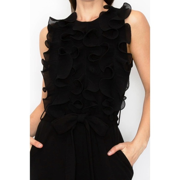 NWT Boutique Brooke Front Ruffled Sleeveless Jumpsuit | Belted Organza Detail - Picture 6 of 7
